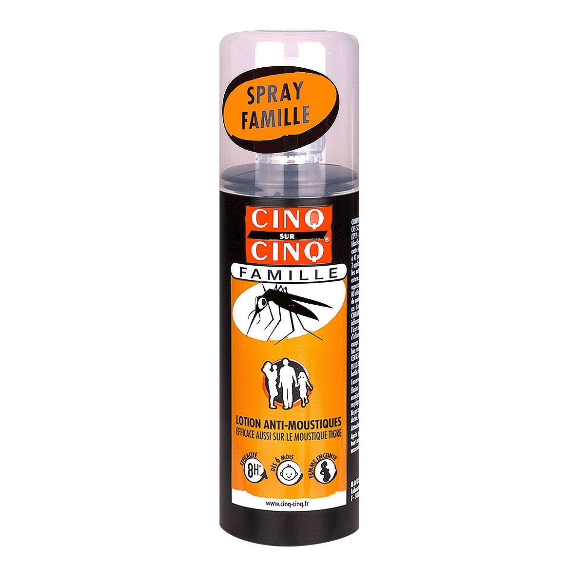 Anti-moustique famille Cinq sur Cinq est efficace sur les moustiques,  moustiques tigres, gupes.
