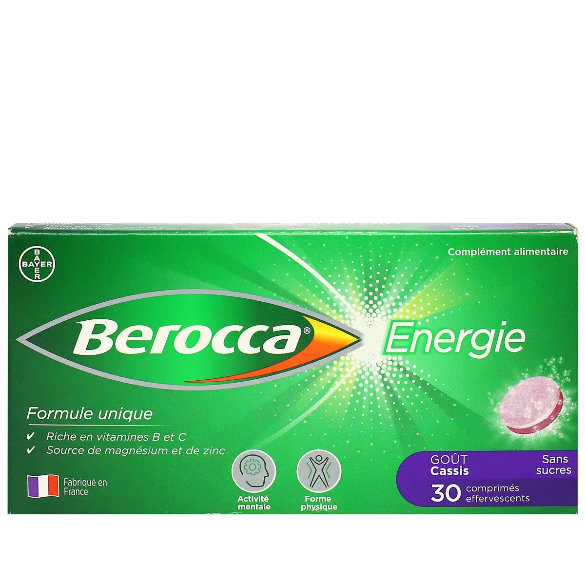 Berocca Cassis - Comprimés Effervescents Énergie, Vitamines C, B Et Magnésium - 45 Comprimés