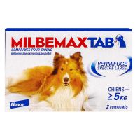 Milbemaxtab chiens 5kg 2 comprimés