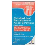 Chlorhexidine Benzalkonium  4ml pour 100ml alcool benzylique 50ml