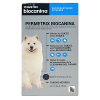 Permetrix 1250mg / 250mg chiens moyens 10 à 25kg 3 x 2,5ml