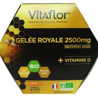 Gelée Royale bio hautement dosée 2500mg Vitamine D 20 ampoules x 10ml