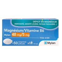 Magnésium Vitamine B6 48mg / 5mg 50 comprimés