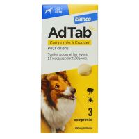 AdTab 900mg traitement puces et tiques chien 22 à 45kg 3 comprimés