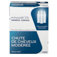 Minoxidil 2% flacons pulvérisateurs 3x60ml