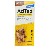 AdTab 56,25mg traitement puces et tiques chien 1,3 à 2,5kg 3 comprimés