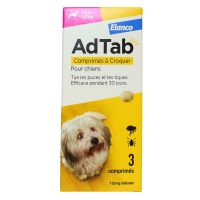 AdTab 112mg traitement puces et tiques chien 2,5 à 5,5kg 3 comprimés