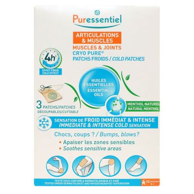 Cryo Pure 3 patchs froids aux huiles essentielles découpables
