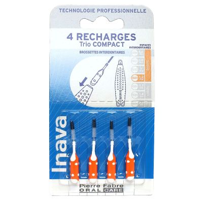 4 recharges brossettes interdentaires orange 1,2mm
