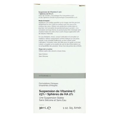 Suspension de Vitamine C 23% + sphères de HA 2% suspension stable 30ml