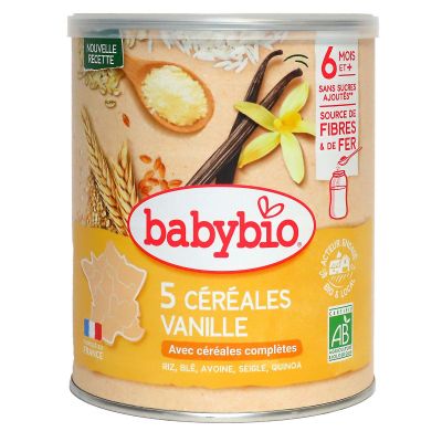 5 céréales vanille +6 mois bio 220g