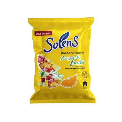 Bonbons tendres aux jus de fruits sans sucres 100g