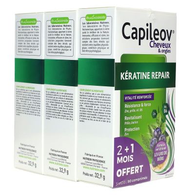 Capileov Keratine Repair cheveux et ongles vitalité renforcée Tripack 90 comprimés
