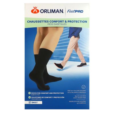 FeetPad chaussettes confort et protection noires pieds diabétiques taille 2