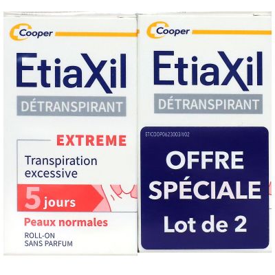 Détranspirant Extrême aisselles peau normale roll-on 2x15ml