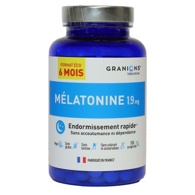 Melatonine 1,9mg endormissement rapide sans accoutumance 180 comprimés