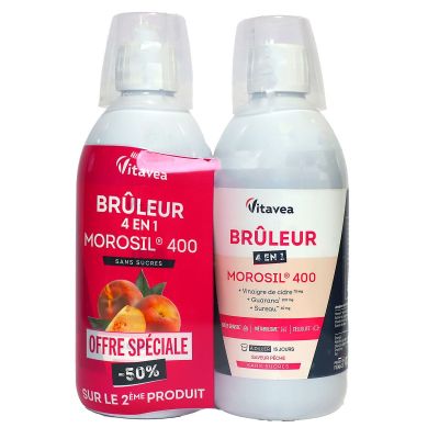 Morosil brule-graisses 4en1 cellulite metabolisme saveur peche 2x500ml
