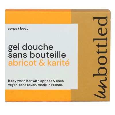 Gel douche sans bouteille abricot et karite vegan sans savon 110g