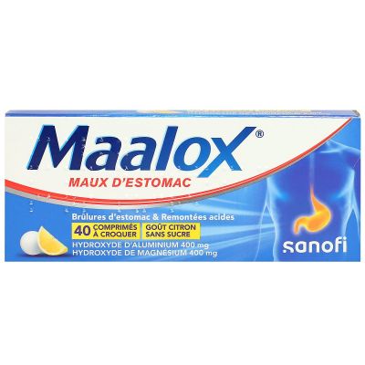 Maalox maux estomac citron - 40 comprimés à croquer