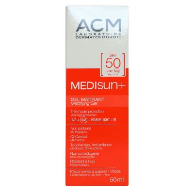 Medisun+ gel matifiant très haute protection peau grasse non parfumé 50ml