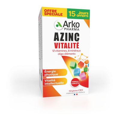 Azinc vitalité XL 12 vitamines 8 minéraux 150 gélules