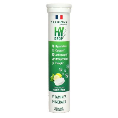 HyDrop vitamines minéraux menthe - citron 20 comprimés effervescents
