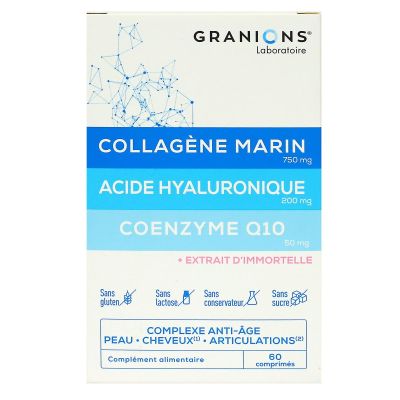 Collagène marin acide hyaluronique Coenzyme Q10 60 comprimés