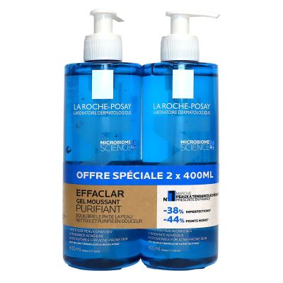 Effaclar gel moussant nettoyant purifiant visage 2x400ml