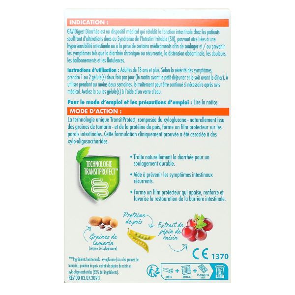 Diarrhée soulagement durable 30 gélules