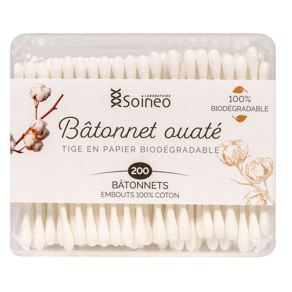 200 bâtonnets coton tige biodégradable