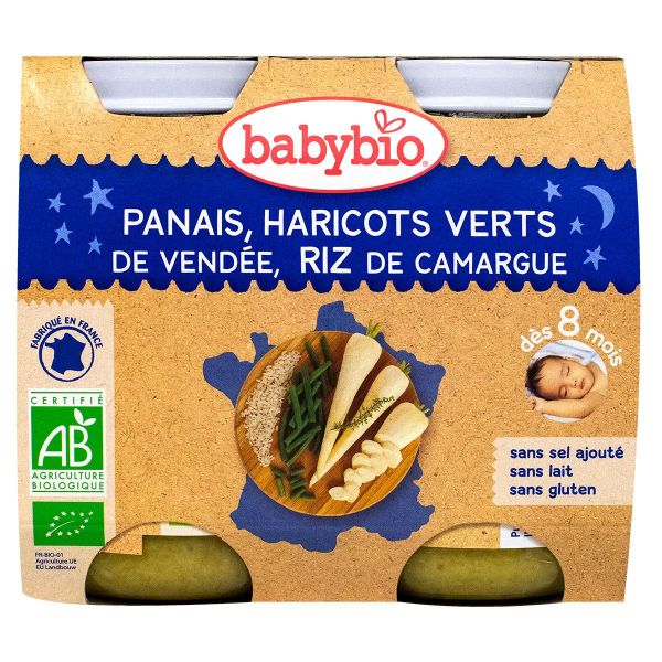 Petit pot bonne nuit panais haricots verts & riz 2x200g