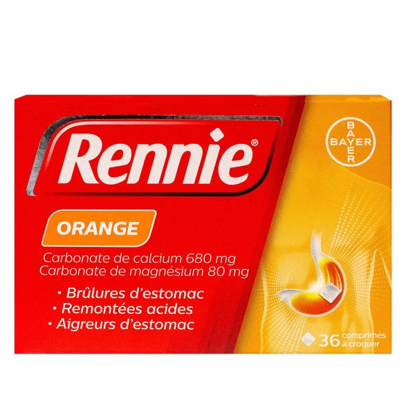 Rennie orange 36 comprimés à croquer