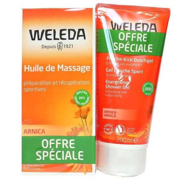 Duo huile de massage 200ml + gel douche arnica 200ml