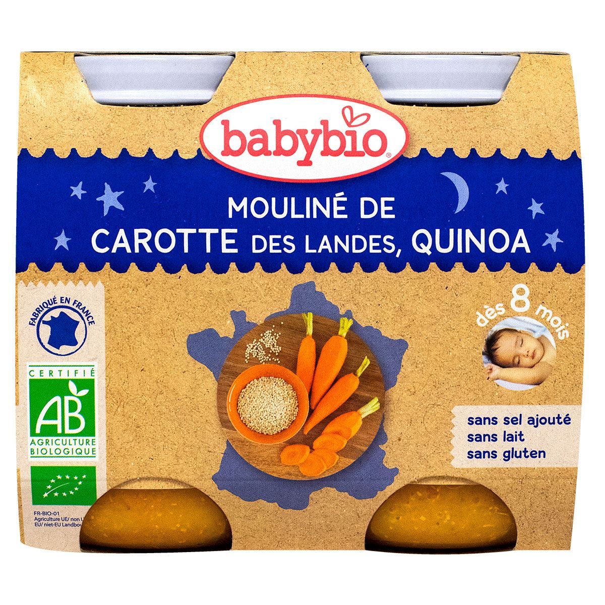 Le Petit Pot Bonne Nuit Carotte Quinoa Babybio Est Un Menu Du Soir Pour Les Bebes Des 8 Mois