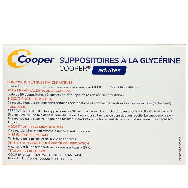 50 suppositoires glycerine adulte