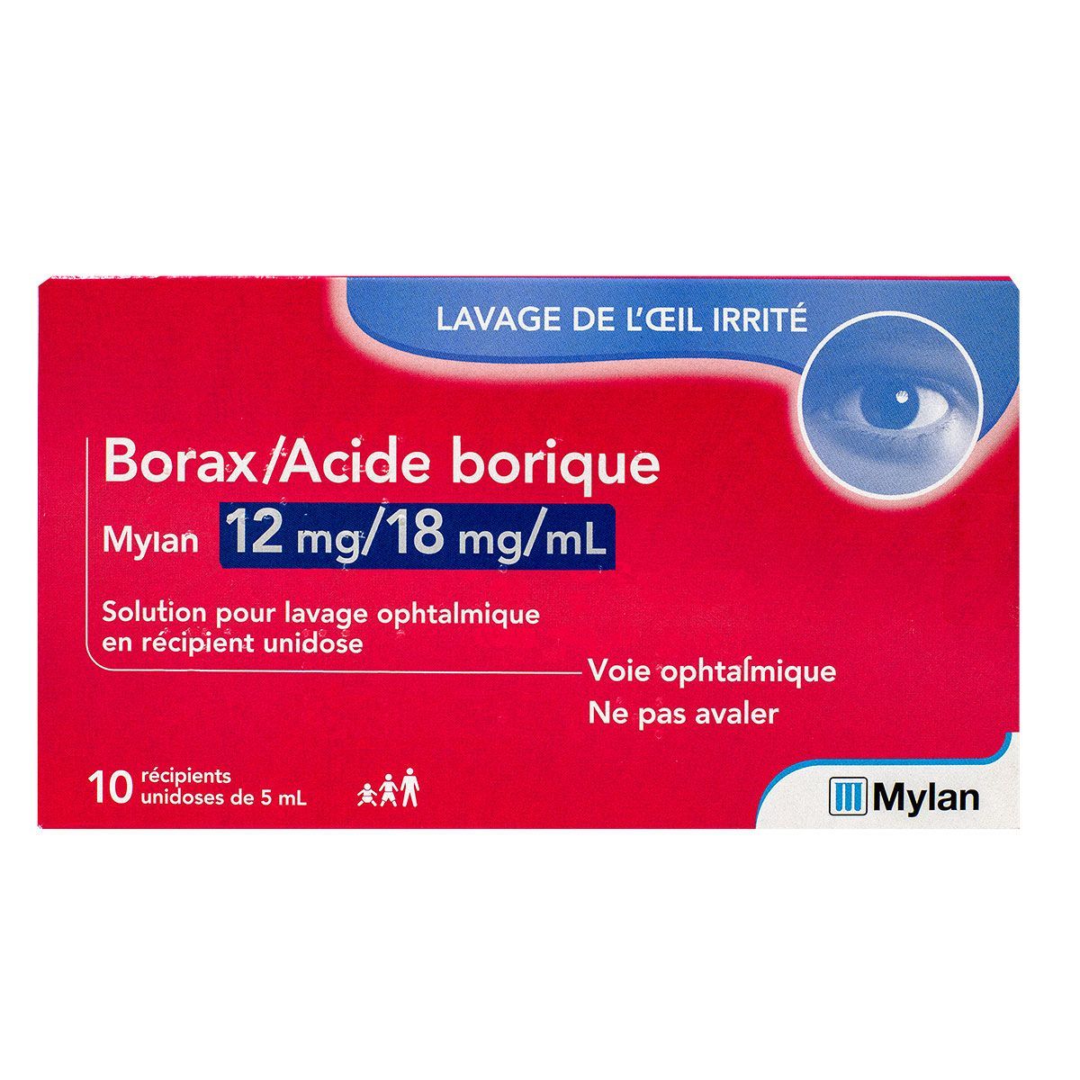 borax acide borique mylan est une solution pour lavage ophtalmique en cas  d'irritation conjonctivale