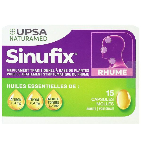 Sinufix rhume huiles essentielles 15 capsules molles