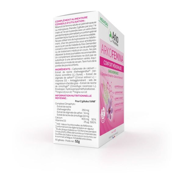 Arkofemina confort ménopause sans hormone 60 gélules