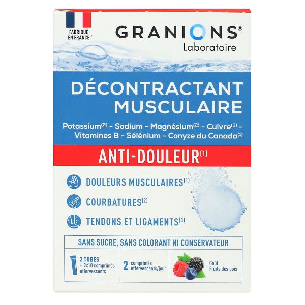 Décontractant musculaire anti-douleur fruits de bois 20 comprimés