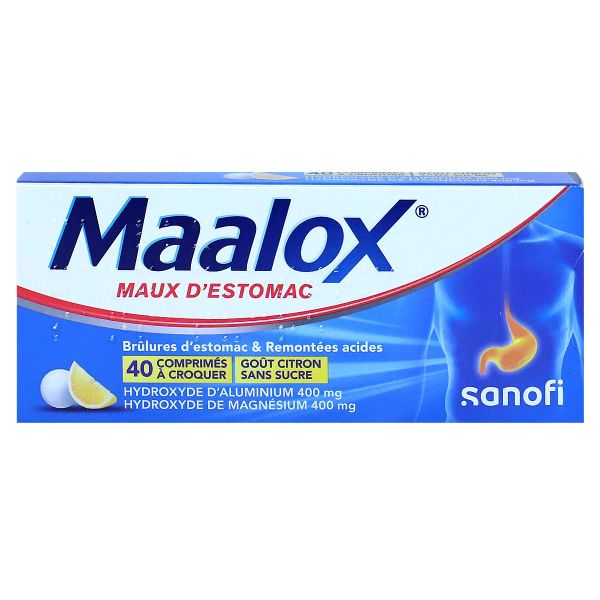 Maalox maux estomac citron - 40 comprimés à croquer