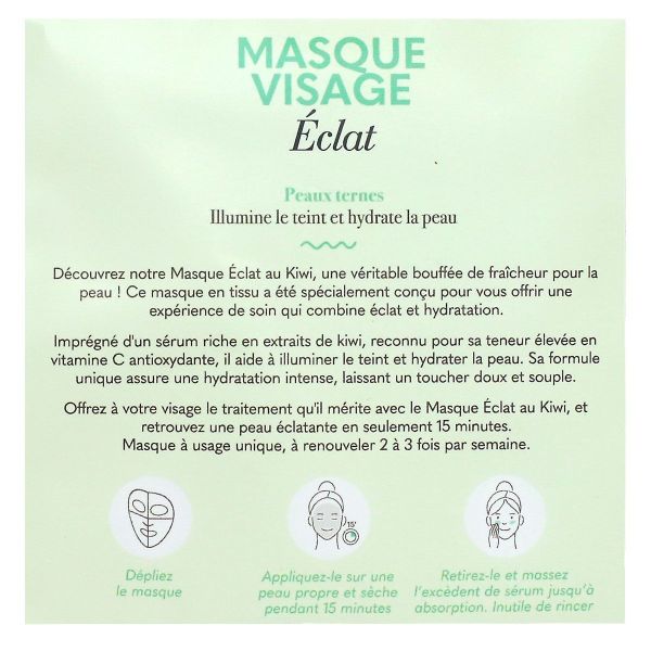 Masque visage éclat kiwi premières cernes
