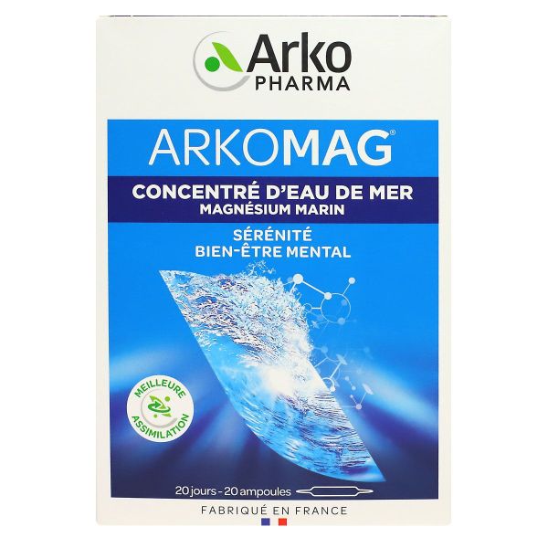 Arkomag concentré d'eau de mer Magnésium marin 20 ampoules