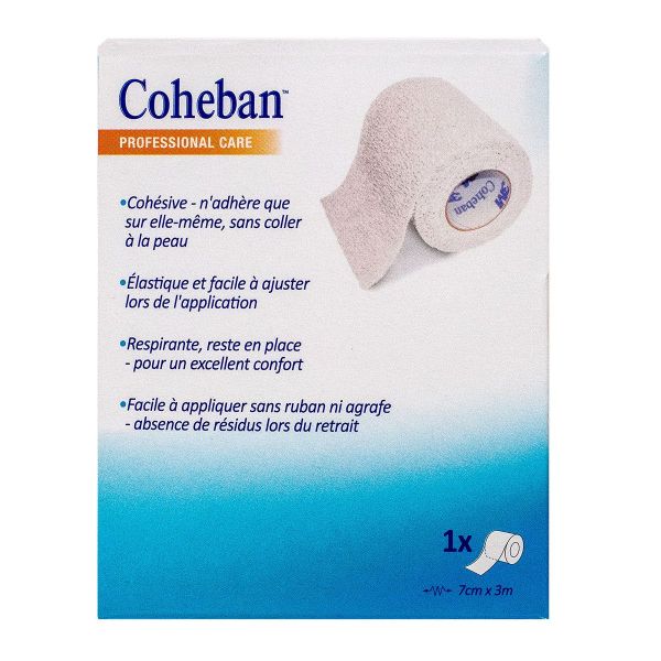Coheban bande de contention cohésive - 7cm x 3m (blanc)