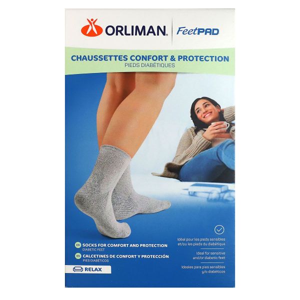FeetPad chaussettes confort et protection grises pieds diabétiques taille 3