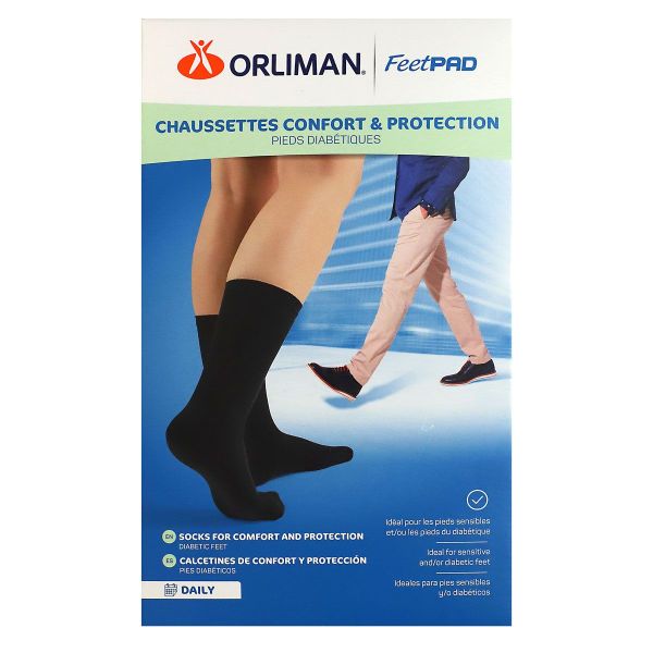 FeetPad chaussettes confort et protection noires pieds diabétiques taille 3