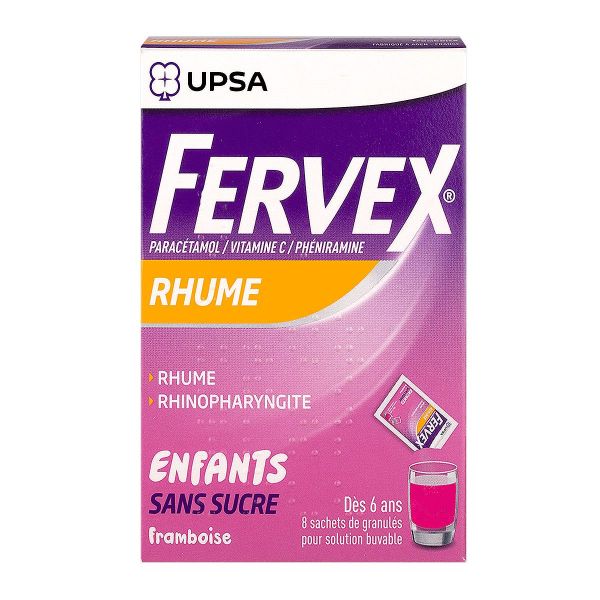 Fervex enfants sans sucre framboise 8 sachets