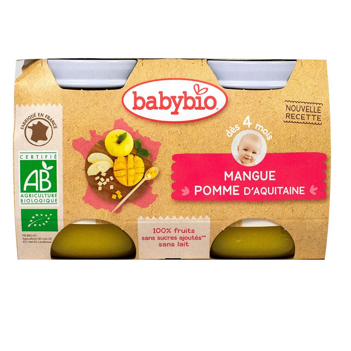 Le Petit Pot Fruits Mangue Pomme Babybio Est Destine Aux Bebes A Partir De 4 Mois