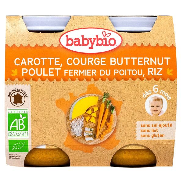 Petit pot menu carotte butternut poulet & riz 2x200g