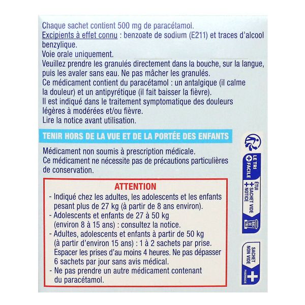 Efferalgan paracétamol 500mg fruits rouges 16 sachets