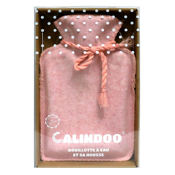Bouillotte à eau et sa housse Rose pastel 2 L